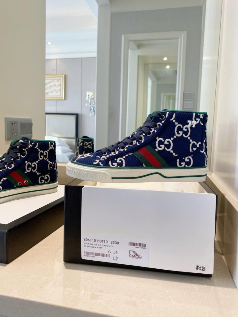 Gucci Tennis 1977 High Top Sneaker Blue Navy - Image 8
