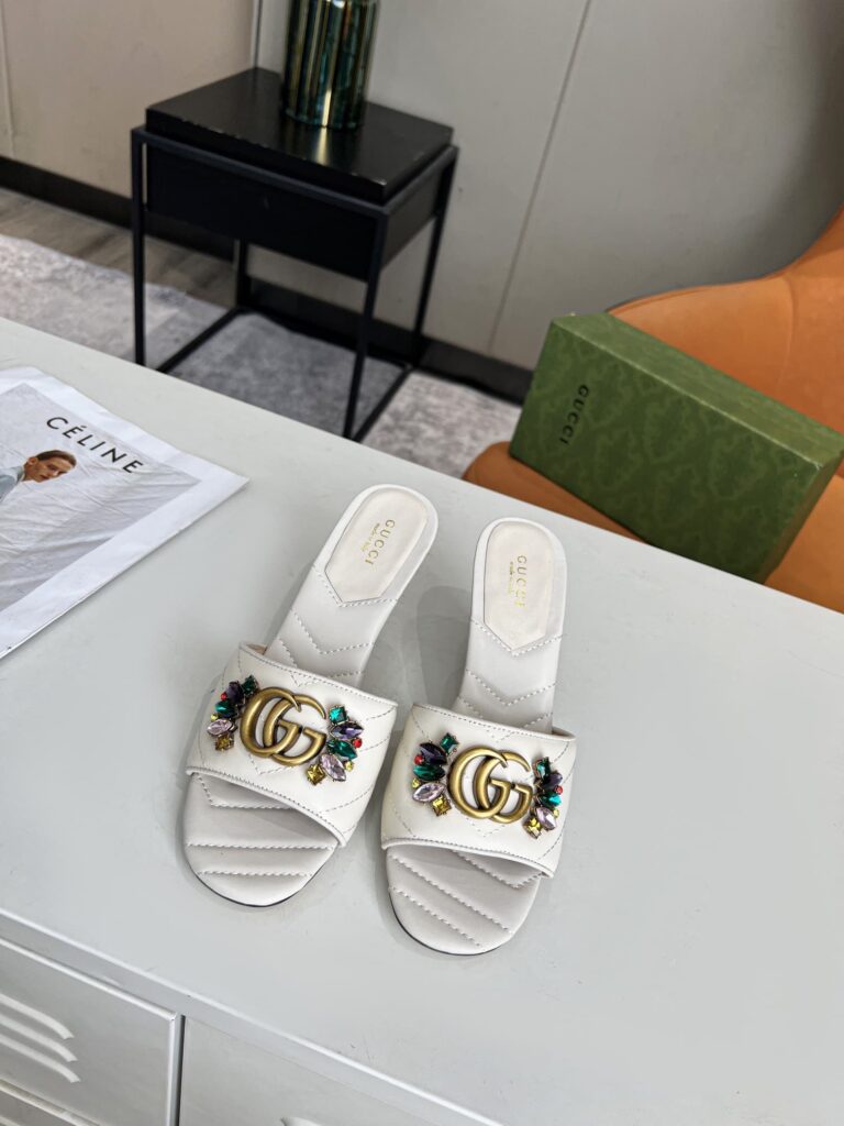 Gucci Women'S Flower Double G Slide Sandal White - Image 6