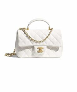 Chanel Mini Flap Bag With Top Handle White As2431