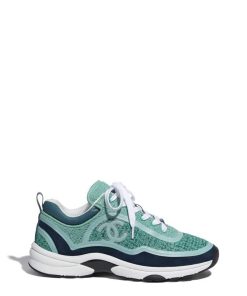 Chanel Tweed Turquoise Sneaker Green
