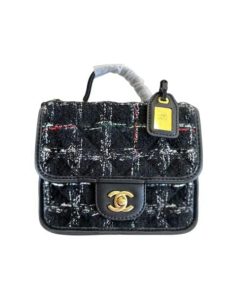 Chanel Tweed Mini Flap Bag Black 16Cm