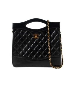 Chanel 31 Vintage Lambskin Large Shopping Bag Black 36Cm