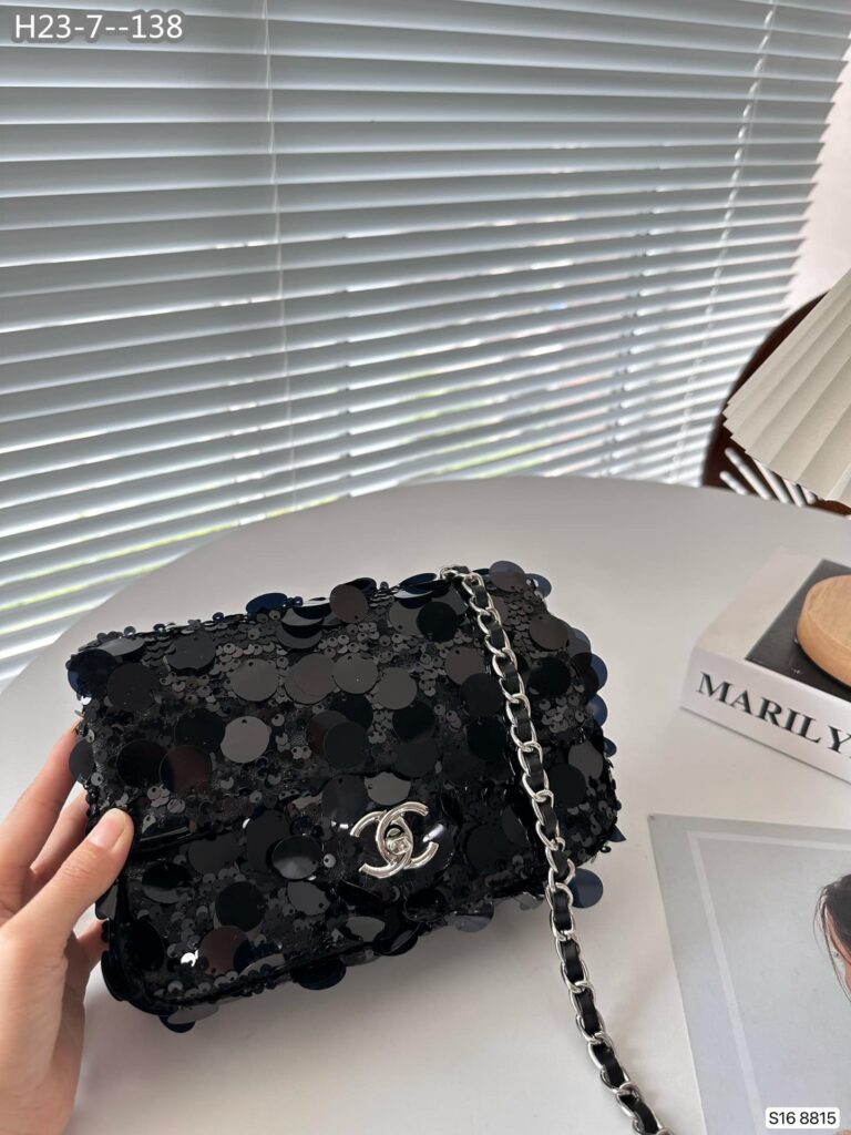 Chanel Sequin Mini Flap Bag Black 19Cm - Image 6