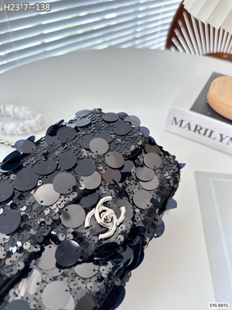 Chanel Sequin Mini Flap Bag Black 19Cm - Image 5