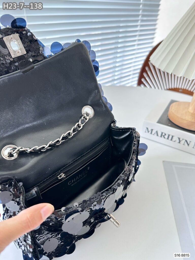 Chanel Sequin Mini Flap Bag Black 19Cm - Image 3