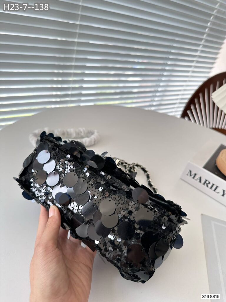 Chanel Sequin Mini Flap Bag Black 19Cm - Image 2