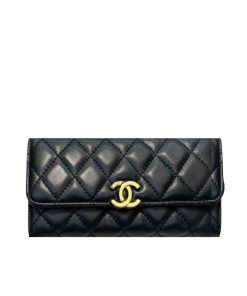 Chanel Long Flap Wallet Black 19Cm