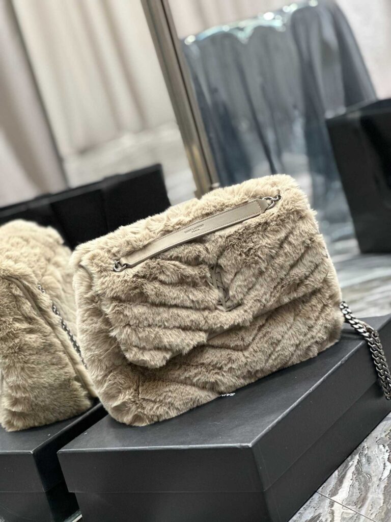 Saint Laurent Niki Medium Chain Bag In Shearling Brown 63318728B361426 - Image 9