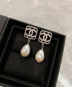 Chanel Cc Pear Earrings