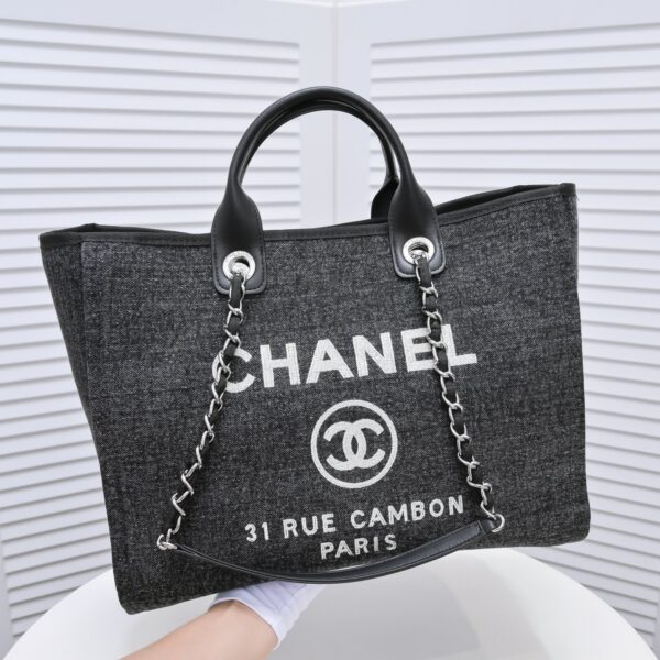 Chanel Large Tote Sliver Tone Metal Black Tote 38Cm A66941B06387 - Image 9