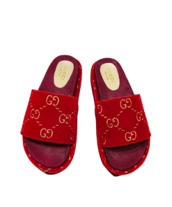 Gucci Women'S With Gg Pattern Slide Sandal Red