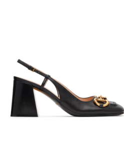 Gucci Women'S Mid Heel Slingback With Horsebit Black