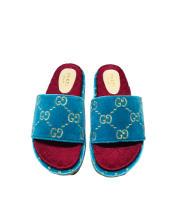 Gucci Women'S With Gg Pattern Slide Sandal Blue