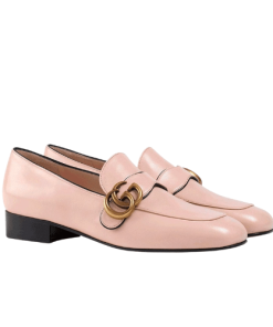 Gucci Wmns Leather Loafers Moccasins Double G Pink 602496 C9D00 5909