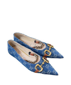 Gucci Gg Denim Series Women'S Horsebit Flat Ballet Shoes