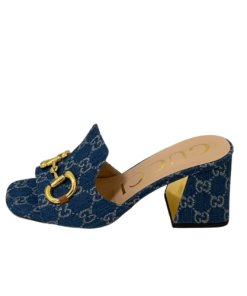 Gucci Women'S Slide Monogram Sandal With Horsebit Blue