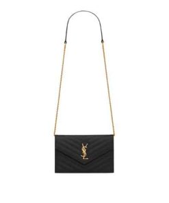Saint Laurent Cassandre Matelassé Envelope Chain Wallet In Grain De Poudre Embossed Leather 695108Bow011000