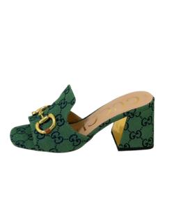 Gucci Women'S Slide Monogram Sandal With Horsebit Green