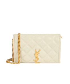 Saint Laurent Women'S White Becky Quilted Leather Shoulder Bag 26Cm