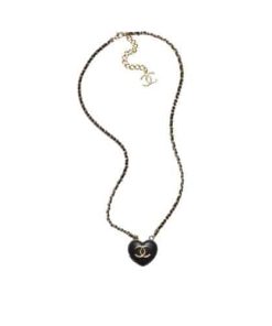 Chanel Lambskin And Gold Metal Necklace  Ab9463 B09327 Nk812