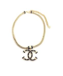 Chanel Women'S Lambskin And Gold Metal Cc Necklace