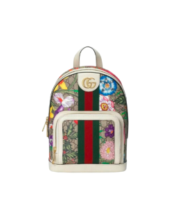 Gucci Women'S Flora Print Monogram Backpack White 29Cm