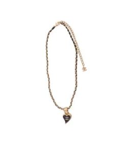 Chanel Domestic Necklace Gold Metal And Black Heart