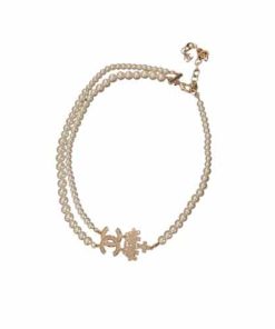 Chanel Faux Pearl And Crystal Cc Double Strand Necklace