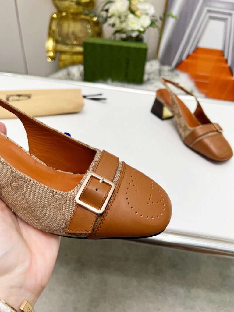 Gucci Women'S Mid Heel Slingback Brown - Image 8