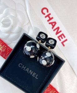 Chanel Ball Black Earrings
