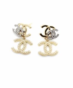 Chanel Cc Triple Earrings