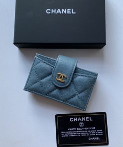 Chanel Card Holder Blue 10.4Cm