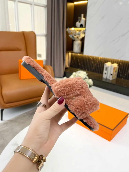 Hermes Shearling Oran Teddy Bear Slipper Sandals - Image 8