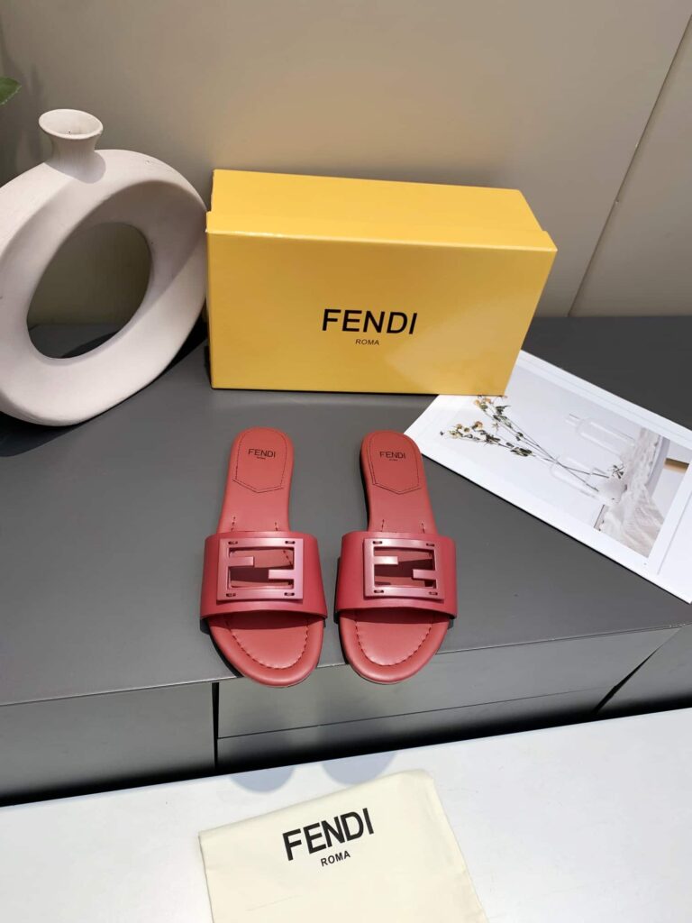 Fendi Signature Leather Sandals Slide Red 8R8136-Ae7Tf0Upa - Image 6