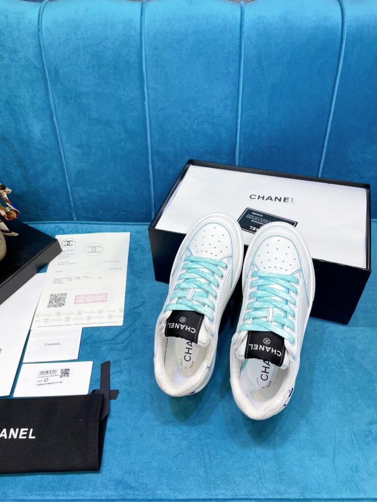 Chanel Trainer Sneakers White And Blue - Image 8