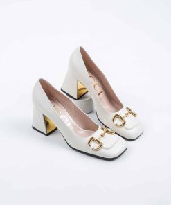Gucci Women's Mid Heel Pump With Horsebit White