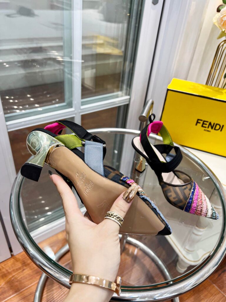 Fendi Colibri 85Mm Beaded Slingback Pumps Rainbow 8J8143Ai1E - Image 8