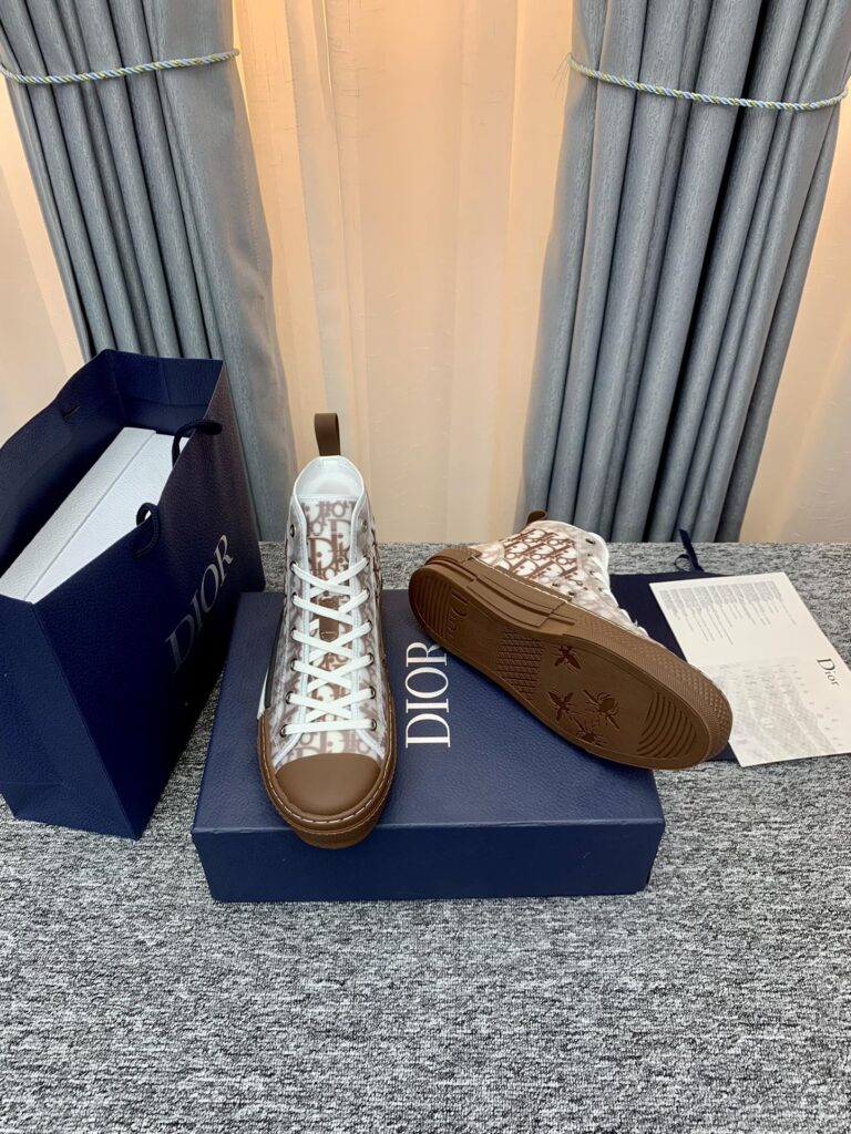 Dior B32 High Top Coffee Oblique Canvas 3Sh118Zmk H761 - Image 2