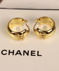 Chanel Cc Hoop Earrings