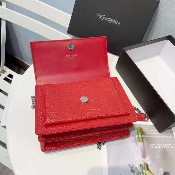 Saint Laurent Sunset Embossed Leather Bag Red - Image 9
