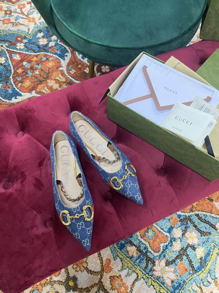 Gucci Gg Denim Series Women'S Horsebit Flat Ballet Shoes - Image 7