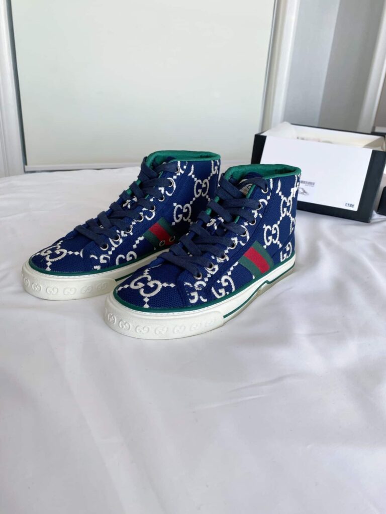 Gucci Tennis 1977 High Top Sneaker Blue Navy - Image 9