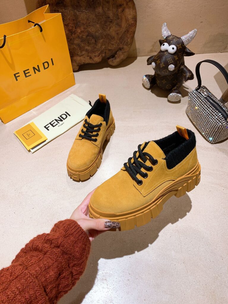 Fendi Force Leather Lace-Ups Yellow - Image 7