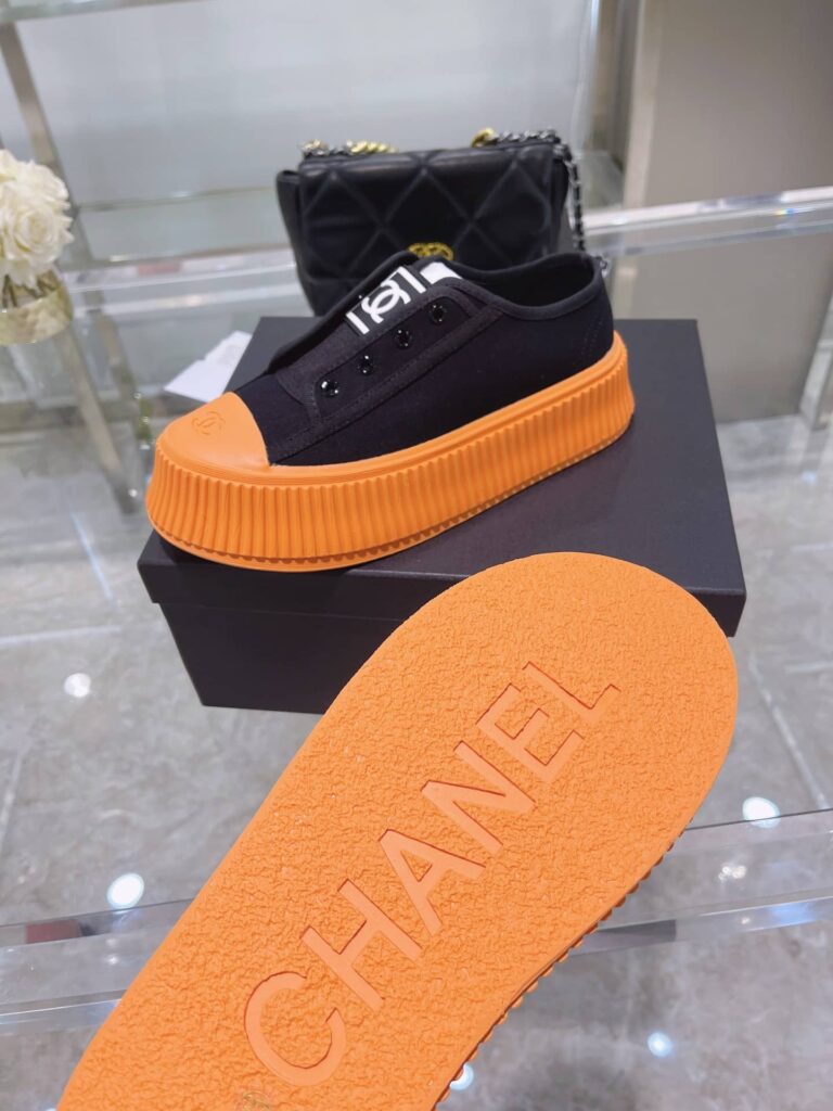 Dior Cc Cap Toe Sneaker Black And Orange - Image 7