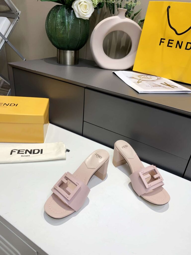 Fendi Signature Leather High Heel Pink - Image 8