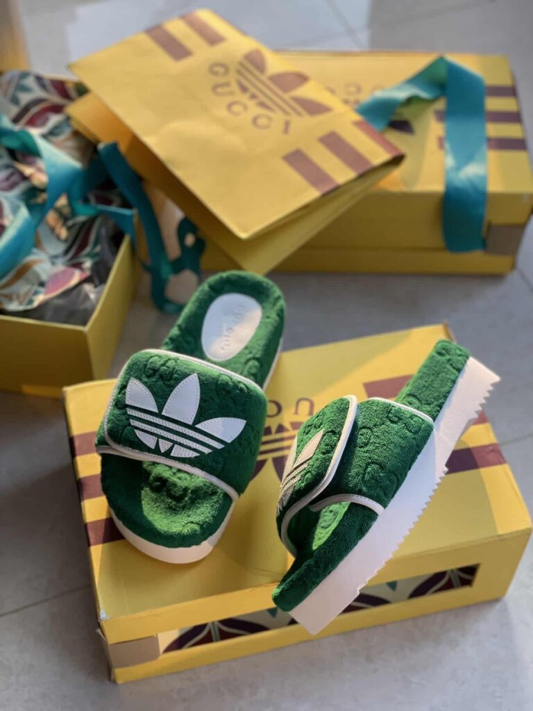 Gucci X Adidas Women'S Gg Platform Sandal Green 702398 Uu010 3171 - Image 3