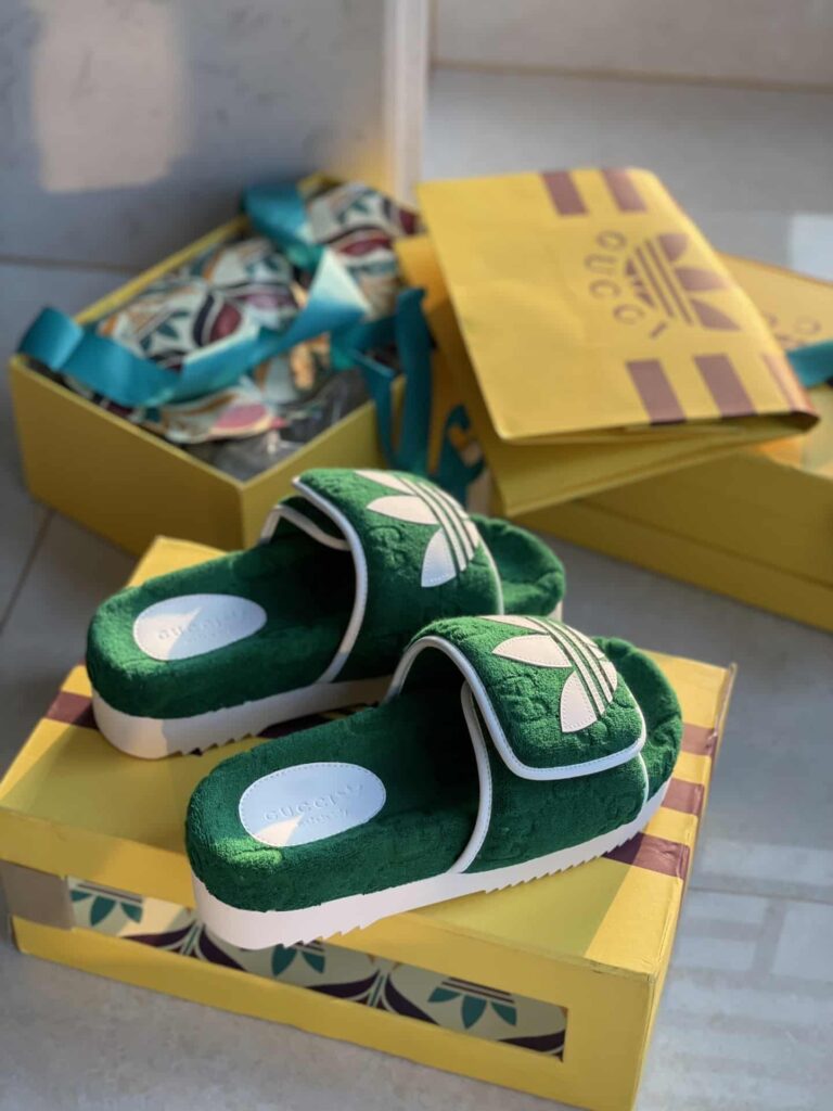 Gucci X Adidas Women'S Gg Platform Sandal Green 702398 Uu010 3171 - Image 4