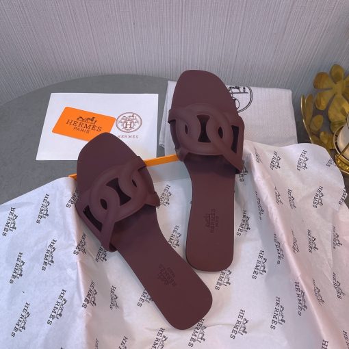 Hermes Aloha Dark Purple Slippers Sandal - Image 7