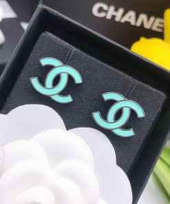 Chanel Cc Earrings Blue