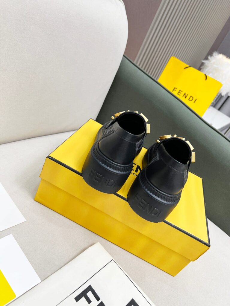 Fendigraphy Ff Leather Loafers Grey - Image 9